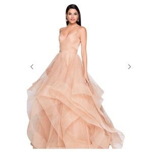Terani Couture NWT Champagne Glitter Tulle Dress